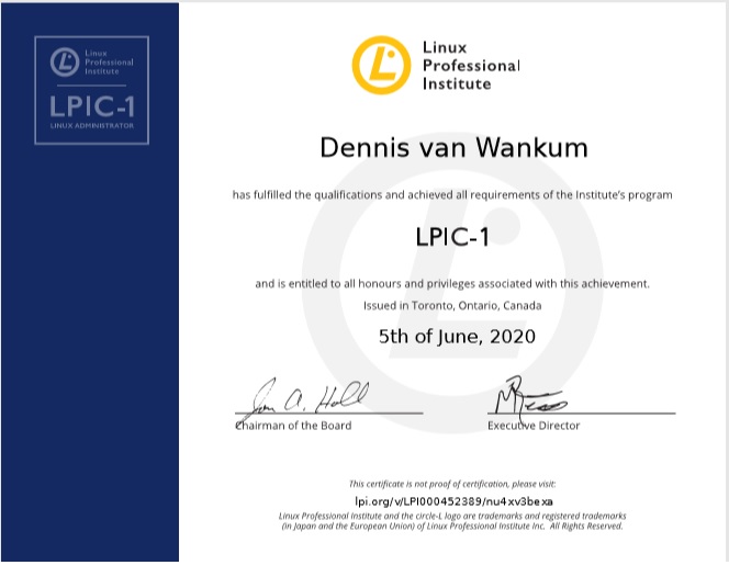 Linux certificaat behaald
